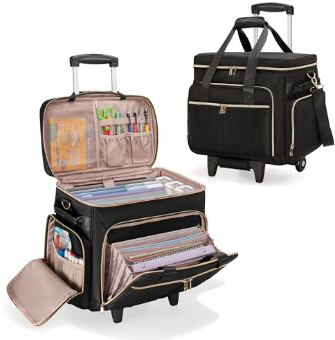 Prokva Teacher Trolley Bag on Wheels, Large Teacher Work Bag, Black