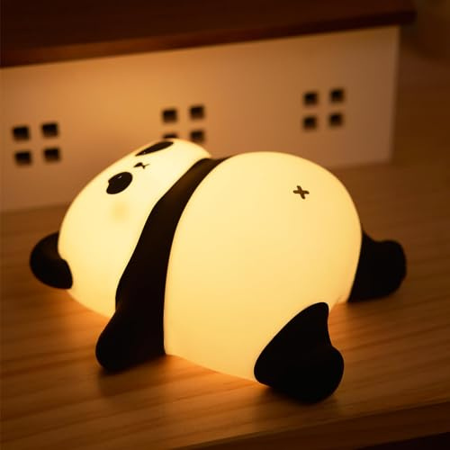NesveCit Panda Nachtlicht Kinder, Silikon führte Nachtlicht Baby Krankenpflege Licht dimmbar mit Timer, 1200mAh wiederaufladbare Nachtlampe Touch Kinder, Panda Geschenk für Mädchen Jungen
