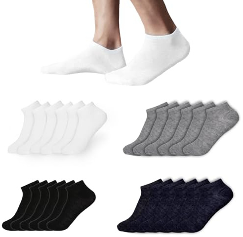 MERCURY TEXTIL- 12 Pares de Calcetines Unisex Tobilleros de Algodón Ligeros, Calcetines Cortos Hombre, Calcetines Transpirables Mujer. (40-46, Surtido (12 Pares))