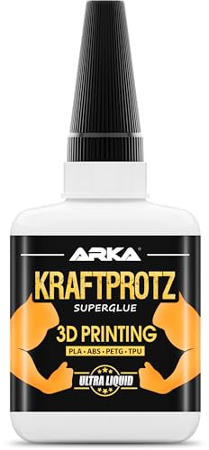 3D Druck Sekundenkleber Dünnflüssig extra stark – 50 g XXL Superkleber wasserfest, hitzebeständig & transparent – Anti-Austrocknungs-Spitze – KRAFTPROTZ für PLA, ABS, PETG, TPU & Zubehör