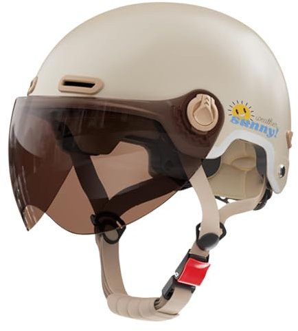 ACMEDE Skaterhelm Scooter Helm Herren und Damen E Scooter Helm Motorradhelm Fahrradhelm E-Bike Helm Roller Helm mit getöntem Sonnenvisier Moped Helm Für Besseren Fahrschutz 55-61CM