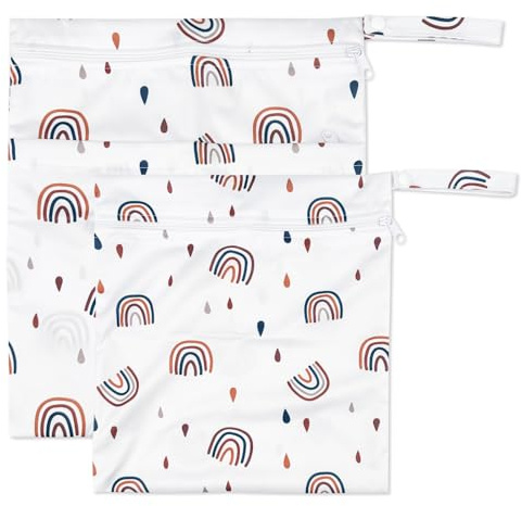 Chiluxendo 2 Pezzi Porta Pannolini, Borsa Pannolini Lavabili, Borsa per Pannolini Riutilizzabile, Impermeabile Wetbag, Sacchetto del Pannolino Neonato con Cerniera, Wet Bag Organizzatore per Bambini