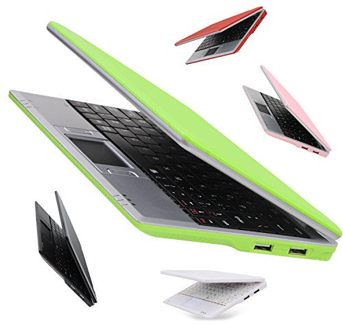 Bigmachine 7 Inch Portable Lightweight Mini Computer Laptop PC Netbook for kids Android 12 Quad Core 32GB WIFI Built In Camera YouTube Flash Player (Green)