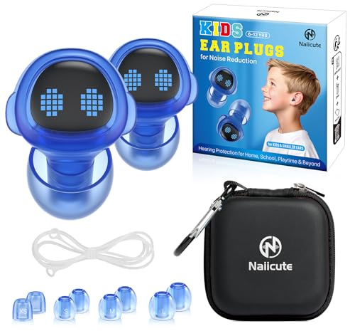 Kids Ear Plugs (6yrs+) - Reusable Noise Relief Earplugs with String for Focus, Travel, Fly, Concert, Socializing, Sport Events, Sensory, School, Playtime, Children Hearing Prtection, 26 dB
