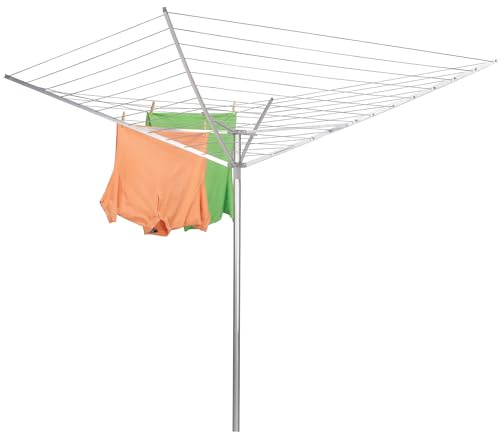 Household Essentials 17120-1 Rotary Outdoor Umbrella Drying Rack | Aluminum Arms and Steel Post | 12-Lines with 165 ft. Clothesline