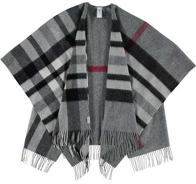 FRAAS Ruana in Lana - Poncho a Quadri per Donna - Caldo e Delicato sulla Pelle - 120 x 160 cm