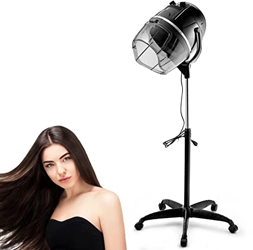 GOPLUS Casco Asciugacapelli Professionale, Altezza Regolabile 125-160cm, Tempertura Controllata 40-75°C, Timer 60 Minuti, per Parrucchiere, Barbiere, Salone, Potenza 1050 W