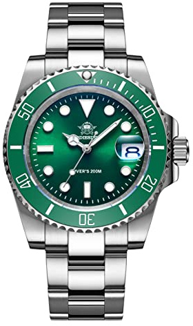 ADDIESDIVE Reloj de Buceo para Hombre Resistente al Agua hasta 200m analógico de Cuarzo BGW9 Luminoso Bisel de cerámica Correa de Acero Inoxidable Estilo Informal de Negocios Reloj
