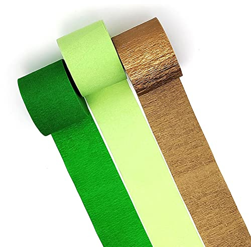 Green and Gold Crepe Paper Streamers Party Streamers Decorations,St. Patrick's Day Decorations,1.7 in x 82 ft,6 Rolls