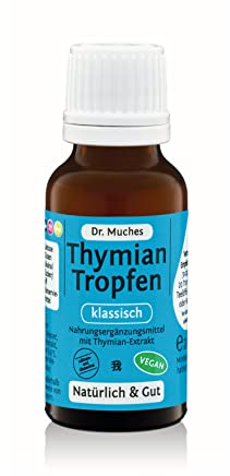 Thymian Tropfen klassisch Dr. Muches │ Mit hochkonzentriertem, natürlichen Thymol │ Für Thymiantee und Thymianwasser│ Auch zum Inhalieren │ Sofort bioverfügbar │ Vegan und alkoholfrei │ 1x20 ml