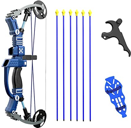 VALYPANOR Compound Bogen und Pfeil Set für Jugendliche Anfänger Compound Bogenschießen Spielzeug Set 2-10LB Zuggewicht beinhaltet Release Armschutz 6 Pfeile Outdoor-Spielzeug für Kinder Jungen Mädchen