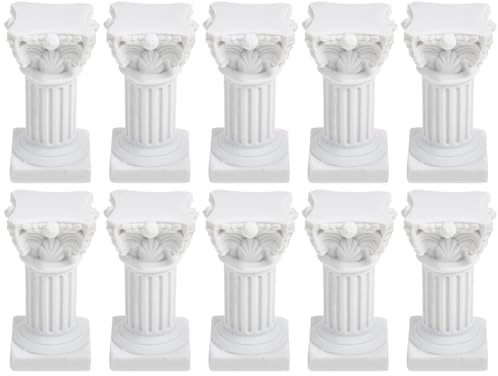 Alipis 10 Pezzi Statue Colonne Romane Colonne Greche Portacandele Mini Resina Colonna Romana Portacandele Scultura Architettonica Espositore per Torte Decorazione Matrimonio Bianco, 35Q54ZWI211