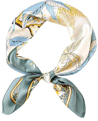 DIKEBAO Quadratische Schals, 100% Maulbeerseide, Quadratischer Damen Schal, Grüner Quadratischer Seidenschal, Damen Seidentuch, Natürliche Maulbeerseide Schal für Haare, Hals, Kopf(53 x 53 cm)