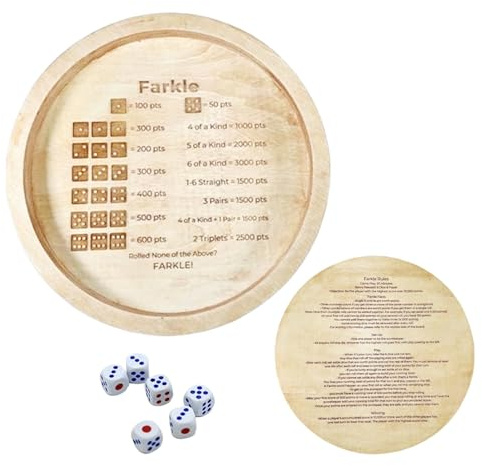 Juego De Dados Clásico Farkle | Bandeja Dados Farkle | Tablero De Juego De Dados Personalizado | Juego De Dados Clásico De Farkle con Bandeja Y 6 Dados para Noche Familiar/Camping/Reunión