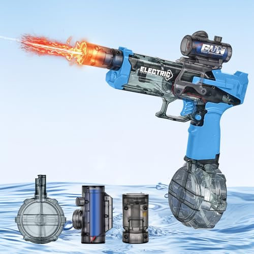 YOOHBERRYS Pistola de Agua Eléctrica, Pistolas de Agua Electronica con Capacidad de Humedad de 500 ml, 10m de Alcance Electric Water Gun Potente para Fiestas (Blue)