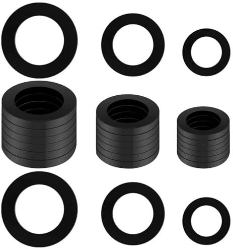 24 Pcs Rubber Hose Washer, Tap Sealing Rings, Tap Connector Washers, Shower Hose Washer for Shower Head and Hose Connecting Fitting (Black)