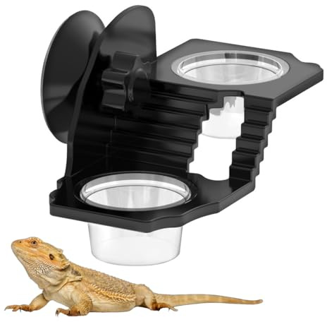 Comedero para Reptiles, Cuenco para Reptiles, terrario con Ventosa, Soporte para Cuenco de Comida, Capacidad, diseño práctico y Compacto para terrarios de Animales pequeños y Reptiles