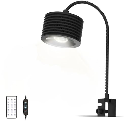 Lominie Full Spectrum Aquarium Light, 4 Channels Dimmable LED Fish Tank Light with Timer & Gooseneck, for Planted Freshwater Nano Tank