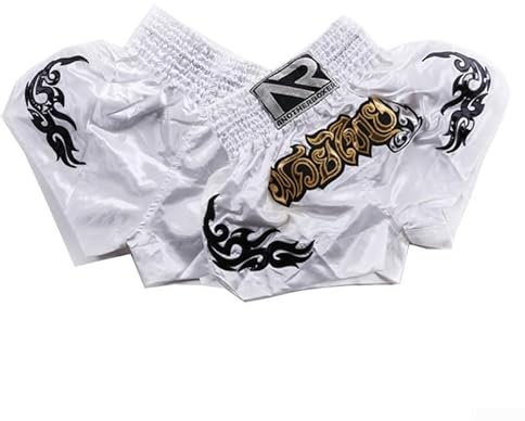 Pantalones cortos de MMA con cintura elástica para niños, ideales para kickboxing y entrenamiento (XXL blanco)