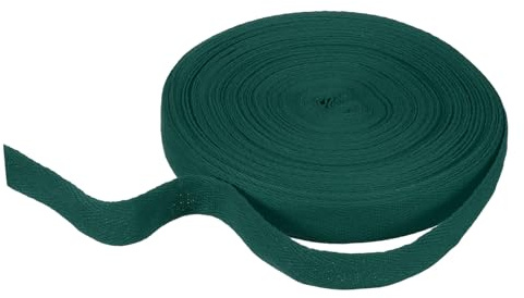 QUARKZMAN Nastro in Cotone A Spina di Pesce 20mm x 21 Metri Nastro A Tessitura Obliqua Rotolo di Nastro per Bordi Bias per Fai da Te Cucito Confezione Regalo Verde Scuro