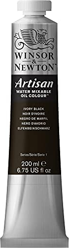 Winsor & Newton Huile Diluable à l’eau Artisan - Couleurs à l'huile Pour les Arts Plastiques - Sans Solvants, Se Diluer à l’eau, Tube de 200ML, Couleur Noir d'Ivoire