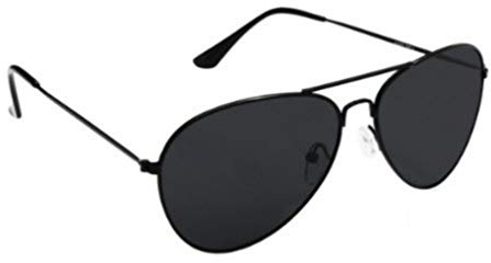 PURECITY© - Lunettes de soleil style aviateur fbi pilote retro vintage 80's Homme Femme - Monture noir verre noir - Tendance fashion