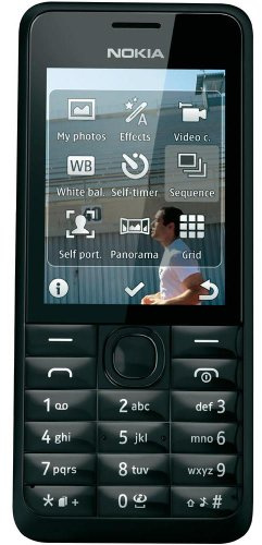 Nokia A00011072 301 Smartphone (6,1 cm (2,4 Zoll) Display, 3,2 Megapixel Kamera, Stereo FM, 64 MB interner Speicher) schwarz