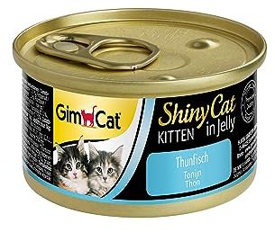 GimCat ShinyCat Kitten in Jelly Thunfisch - Nassfutter mit Fisch und Taurin für junge Kätzchen - 24 Dosen (24 x 70 g)