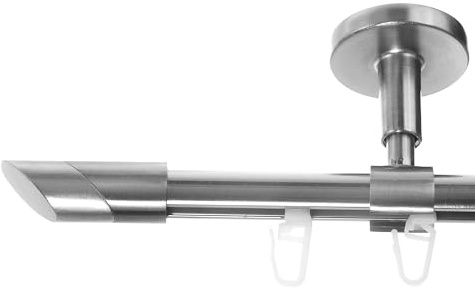 BASIT Innenlauf Gardinenstange 1 läufig 400 cm lang Edelstahl Look I Gardinenstange Deckenmontage 1 läufig Ø16mm I In 120-600cm verfügbar I D70