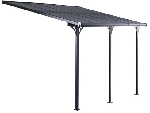 GARDIUN KIS13011 - Pérgola de Pared Elliot - 11 m² 435x254x220/260 cm Aluminio y Policarbonato