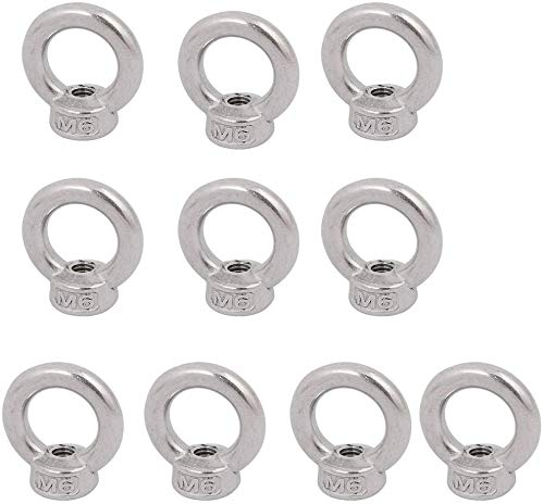 POFET Lot de 10 écrous à œil de levage M6-316 en acier inoxydable DIN582 - Boulons à vis - Anneau de câble marin - Écrou à œil de levage pour câble