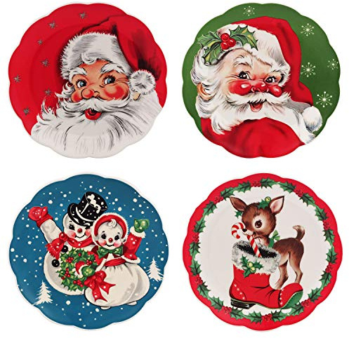 Mr. Christmas Vintage Dessert Plates, Set of 4, 8 Inch