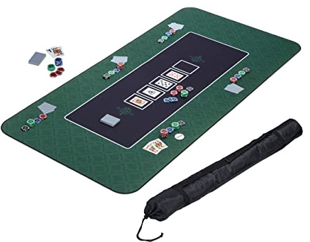 Relaxdays Pokermatte 180 x 90 cm, Texas Holdem, Pokertischauflage groß, rutschhemmend, Polyester, Pokerzubehör, grün