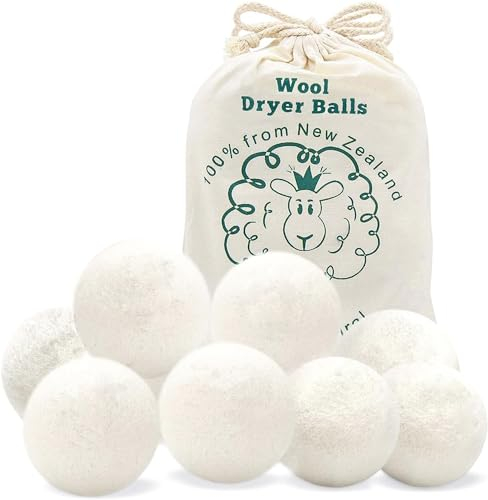 Palline per Asciugatrice,Echoss 8 palle di lana per asciugatrice 100% Lana Biologica Della Nuova Zelanda, Naturali e Riutilizzabile,Riducono i tempi di asciugatura,Funzione Ammorbidente