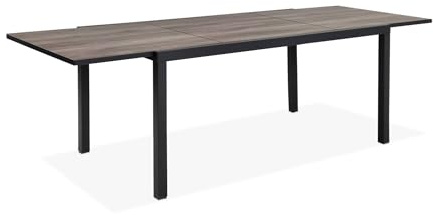 sweeek - Table de Jardin Nashville Extensible 160/240cm 8 Places Plateau Effet Bois foncé Structure Aluminium