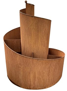 STEINFIGURENWELT GIEBEN Edelrost Kräuterspirale XXL 102x95x82cm Rost Kräuterschnecke Blumentopf Edelrost Gartendeko Pflanzgefäß Kräuterbeet