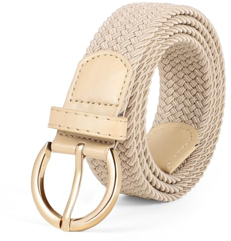 WERFORU flätat elastiskt bälte stretchbälte för kvinnor justerbart tygbälte för jeans och byxor, Beige, Anzug Taille Größe108-114 cm