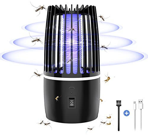 Electric Fly Catcher, Portable Bug Zapper, 4000mAh Rechargeable Mosquito Killer, 2 in 1 Killer with UV Lamp And Lighting Lamp,360° Attract Zap Flying Insect For Indoor Outdoor, Backyard Camping