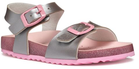 Geox J Adriel Girl I - Sandalo Bambina, Silver/Pink,