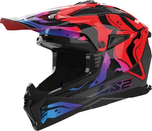 LS2 MX708 Fast II Wash Motocross hjälm, schwarz/rot/blau, XL (61/62)