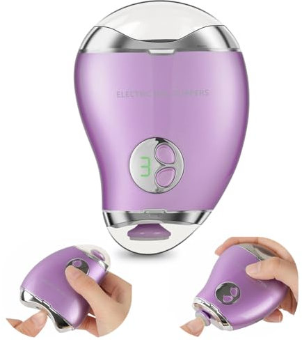 LOPHE Coupe-ongles électrique, 2 en 1 Coupe-ongles Automatique et Polisseuse Coupe-ongles Rechargeable Sans Fil Pas de Bruit pour Bébés Enfants, Personnes âgées et Adultes, Violet