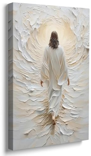 Reateforin Kunstdruck auf Leinwand, Motiv: Jesus auf Wasser, modern, religiös, christliches Geschenk, trendiges christliches Wohnzimmer, Heimdekoration, Christus-Kunstwerk, Poster,