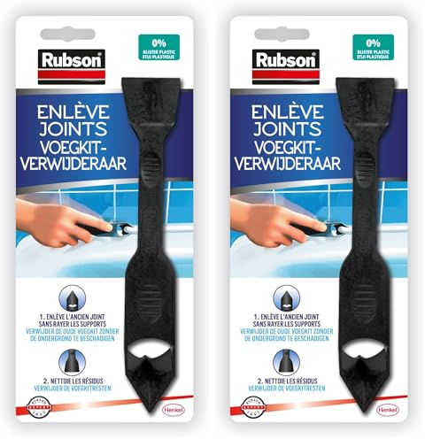 Rubson | Enlève Joints à double embout – Outil pour enlever l'ancien joint sans rayer les supports – Raclette de finition pour nettoyer les résidus (Lot de 2)