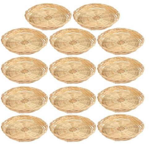 Eeuye 10 Pezzi da 9,8 Pollici Portapiatti in Carta di bambù, Portapiatti in Vimini Intrecciato A Mano per Feste, Picnic e Barbecue, Riutilizzabili
