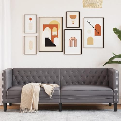 Refined Sofá Chesterfield de 3 plazas Cuero Artificial Gris