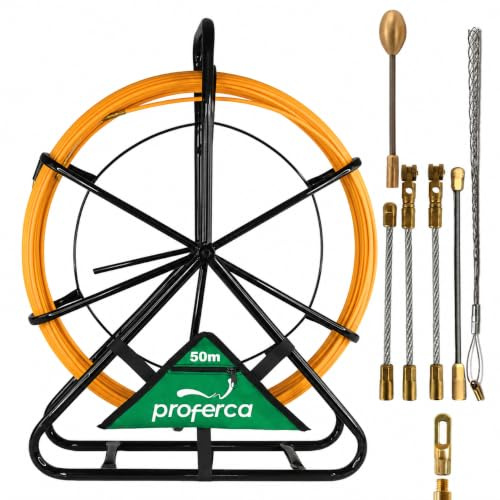 Guia Pasacables Profesional 6mm y 50 metros de Fibra de Vidrio Reforzada | Pasacables Electrico con Terminales Intercambiables, Contenedor, Bolso y Accesorios Incluidos