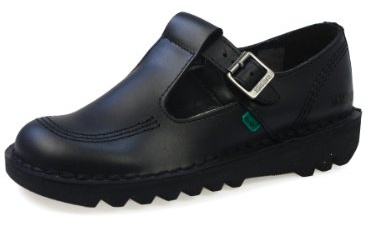 Kickers Women's Kick T Bar Black Leather School Shoes | Smart Everyday School Look | Everyday Comfort Fit, Cushioned for All-Day Wear, Black, 5 UK