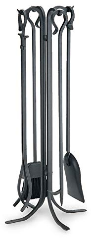 Pilgrim Ensemble d'outils de cheminée, Fer forgé, Noir Mat, 83,8 cm de Haut