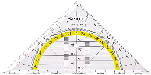 Westcott E-10132 BP-I Geometriedreieck aus Kunststoff, bruchsicher, transparent, 14 cm (20 Stück)