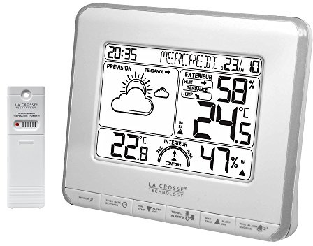 La Crosse Technology WS6818 Wetterstation mit Komfort-Anzeige, Weiß/silberfarben